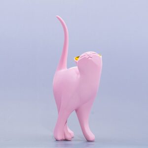1 Pcs High quality Cat Pink Resin Home Office coffee shop Decor sculpture Simplicity statue decor Ornament Soft outfit 8