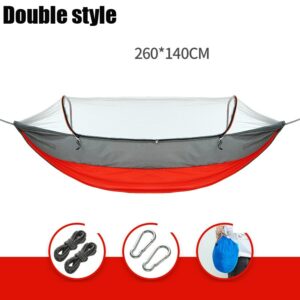1/2 Person Camping Garden Hammock With Mosquito Net Outdoor Furniture Bed Strength Parachute Fabric Sleep Swing Portable Hanging 7