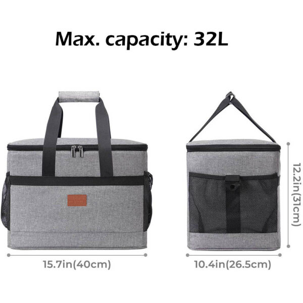 32L Soft Cooler Bag with Hard Liner Large Insulated Picnic Lunch Bag Box Cooling Bag for Camping BBQ Family Outdoor Activities 2