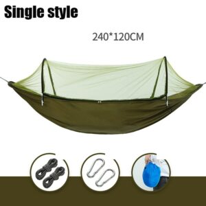 1/2 Person Camping Garden Hammock With Mosquito Net Outdoor Furniture Bed Strength Parachute Fabric Sleep Swing Portable Hanging 9