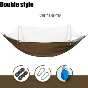 1/2 Person Camping Garden Hammock With Mosquito Net Outdoor Furniture Bed Strength Parachute Fabric Sleep Swing Portable Hanging 6