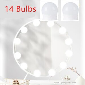 14 Bulb LED Make Up Mirror Light Bulbs USB Vanity Mirror Makeup Lights Bathroom Dressing Table Lighting Dimmable LED Wall Lamp 2 12