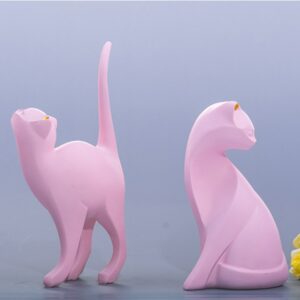 1 Pcs High quality Cat Pink Resin Home Office coffee shop Decor sculpture Simplicity statue decor Ornament Soft outfit 1