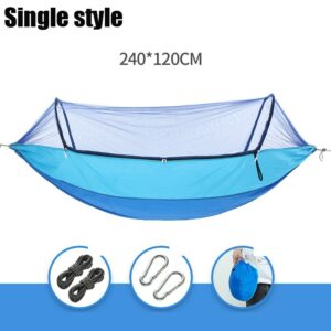 1/2 Person Camping Garden Hammock With Mosquito Net Outdoor Furniture Bed Strength Parachute Fabric Sleep Swing Portable Hanging 12