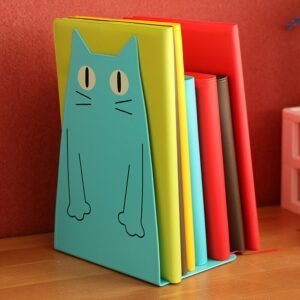 2 Pics/Lot bookend Desk Book Organizer School Shelves For Books Holder Stand Metal Bookends Iron Cute Animal cat color random 1