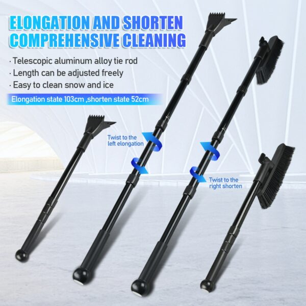 Car Extendable Windshield Snow Cleaning Scraping Cleaning Tool Snow Removal Glass Brush Ice Scraper Snow Shovel Car Accessories 3
