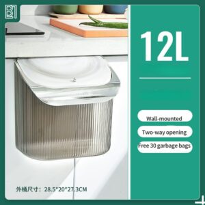 12L Kitchen Trash Can Wall Mounted Recycle Garbage Basket Trash Bin With Lid Cabinet Door Hanging Sliding Cover Storage Bucket 10