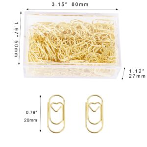 200 Pcs Small Paper Clips Love Heart Paperclips Stainless Steel in Tinplate Paper Clips Holder Office School Home Desk Organizer 1