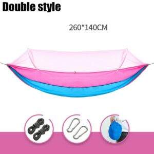 1/2 Person Camping Garden Hammock With Mosquito Net Outdoor Furniture Bed Strength Parachute Fabric Sleep Swing Portable Hanging 4